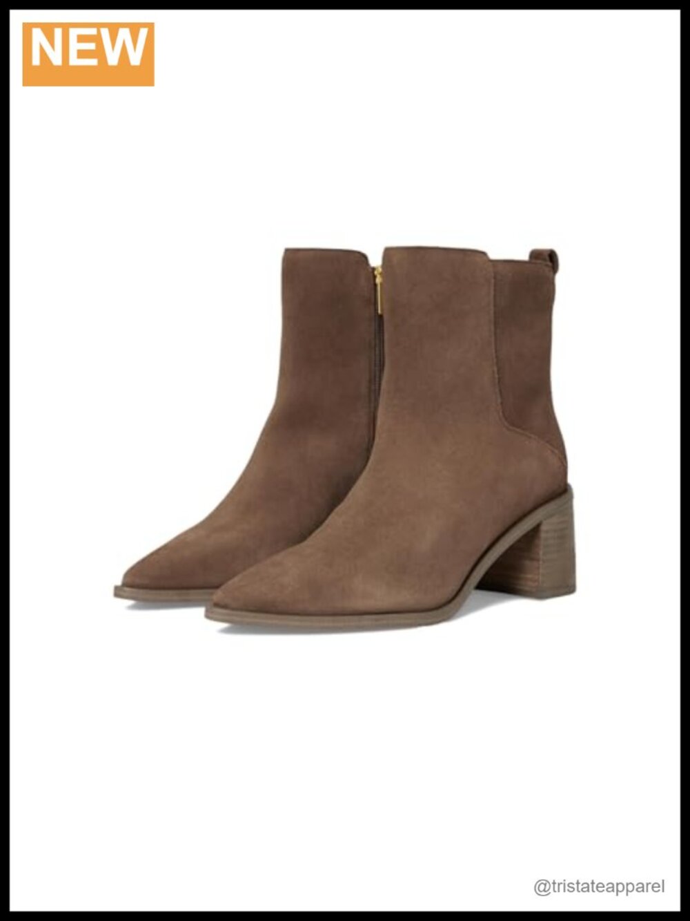 Vince Camuto Lorelai Suede Ankle Bootie Pointed Toe Block Heel Side Zip